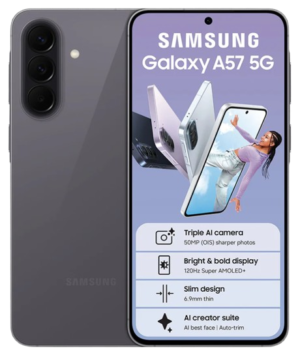 samsung galaxy a57 phone 5g (256gb, 8gb ram), 6.7 inch, esim, 50mp, 12mp, 5mp, main / 12mp selfie cam, 2.9 ghz