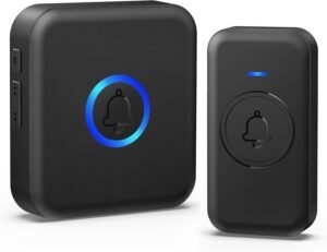 FOVKSUK Wireless, Waterproof Doorbell (1 Receiver & 1 Button, Black, American Plug)
