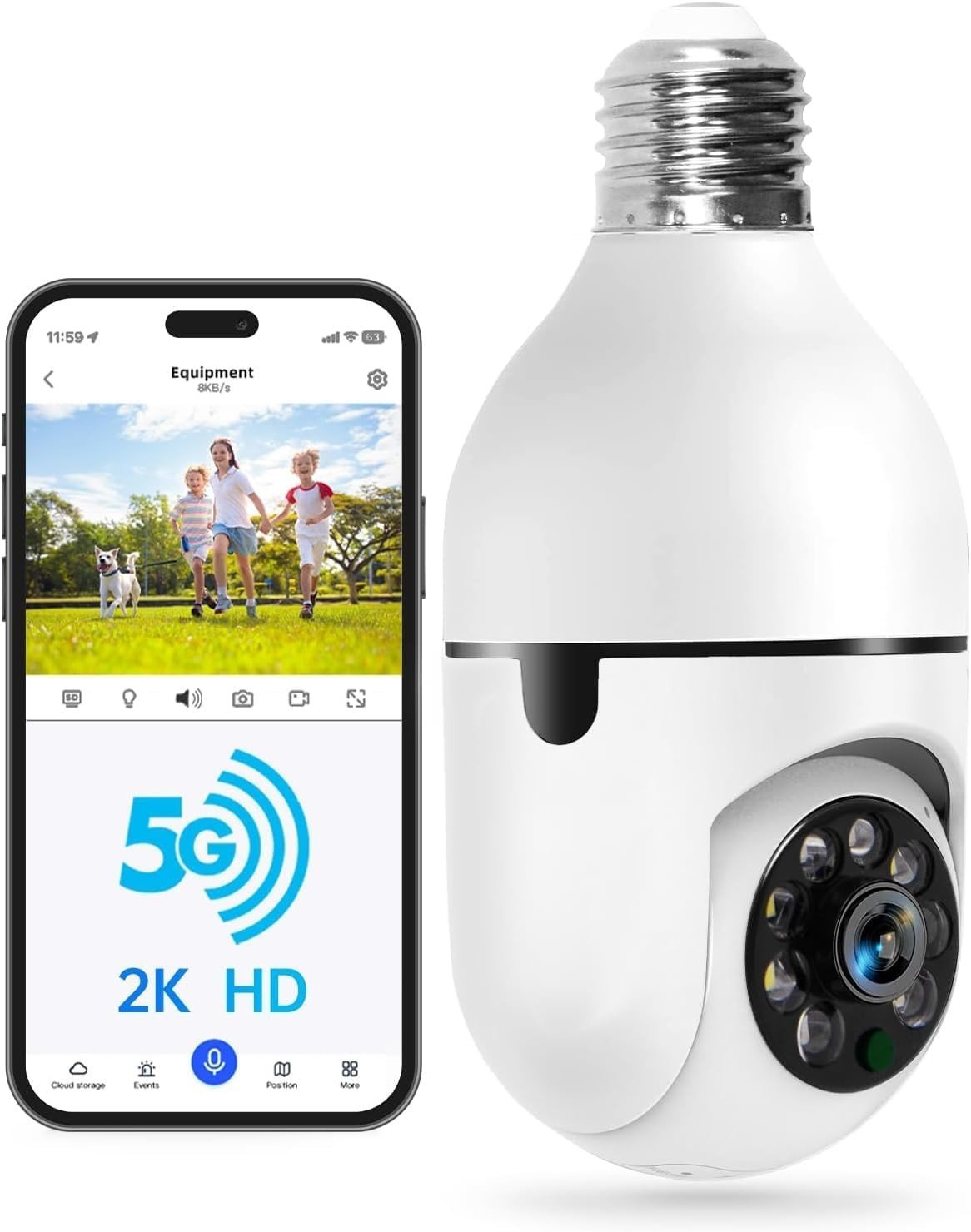 WESECUU Light Bulb Security Camera -5G& 2.4GHz WiFi 2K Security (WHITE) WESECUU Light Bulb Security Camera -5G& 2.4GHz WiFi 2K Security (WHITE)