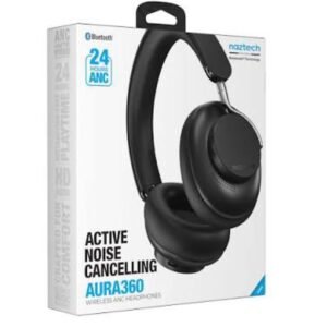 naztech aura 360 anc wireless noise cancelling over the ear bluetooth headset