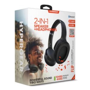 hypergear flip 2 in 1 bluetooth speaker + headphones