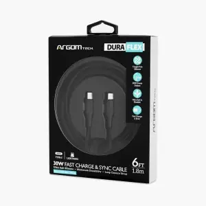 Argom Type C To Lightning 6FT Soft Silicone 30W Fast Charging Cable Dura Flex