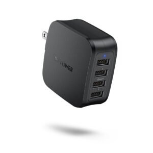 RAVPower 40W 8A 4-Port USB Charger Charging Station with iSmart Technology (Black)