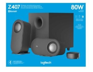 Logitech Z407 80W PC Speakers - Bluetooth & 3.5MM, 2-PC Speakers with Subwoofer, Wireless Controller Pad